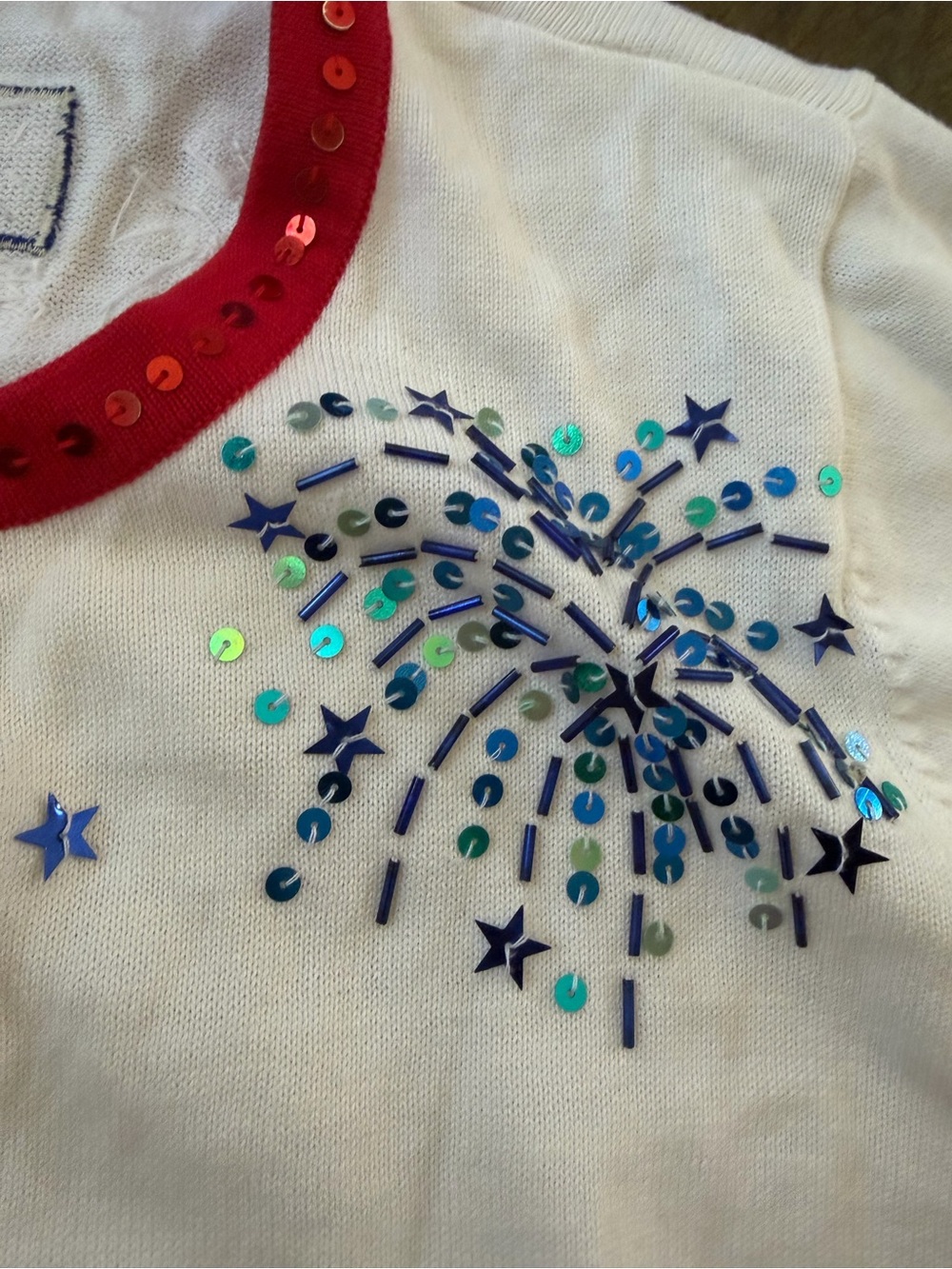Jack B. Quick White Fireworks Embellished Cardigan sequins. Beaded. Sz S 1990s - Picture 4 of 11